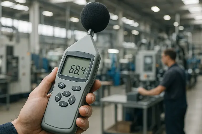 Messungen - Geschwindigkeitsreduzierung (GSR) Futuristische Fabrik mit einem Elektro-SUV und Robotern, die an der Montage arbeiten.